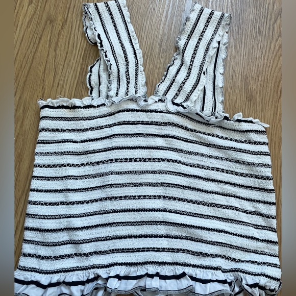 Ruby & Jenna - Ruched Black/White Stripe Tank - Picture 3 of 3